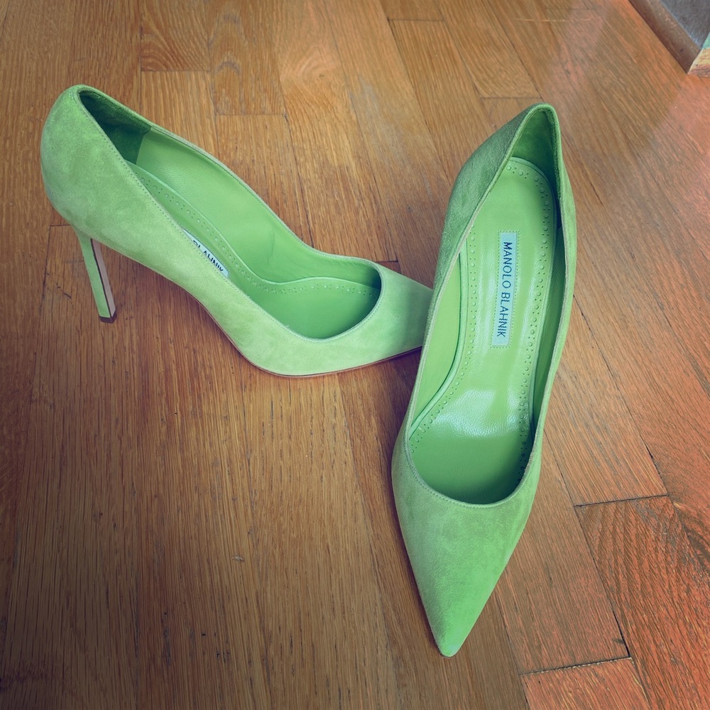 Green suede Manolo Blahnik